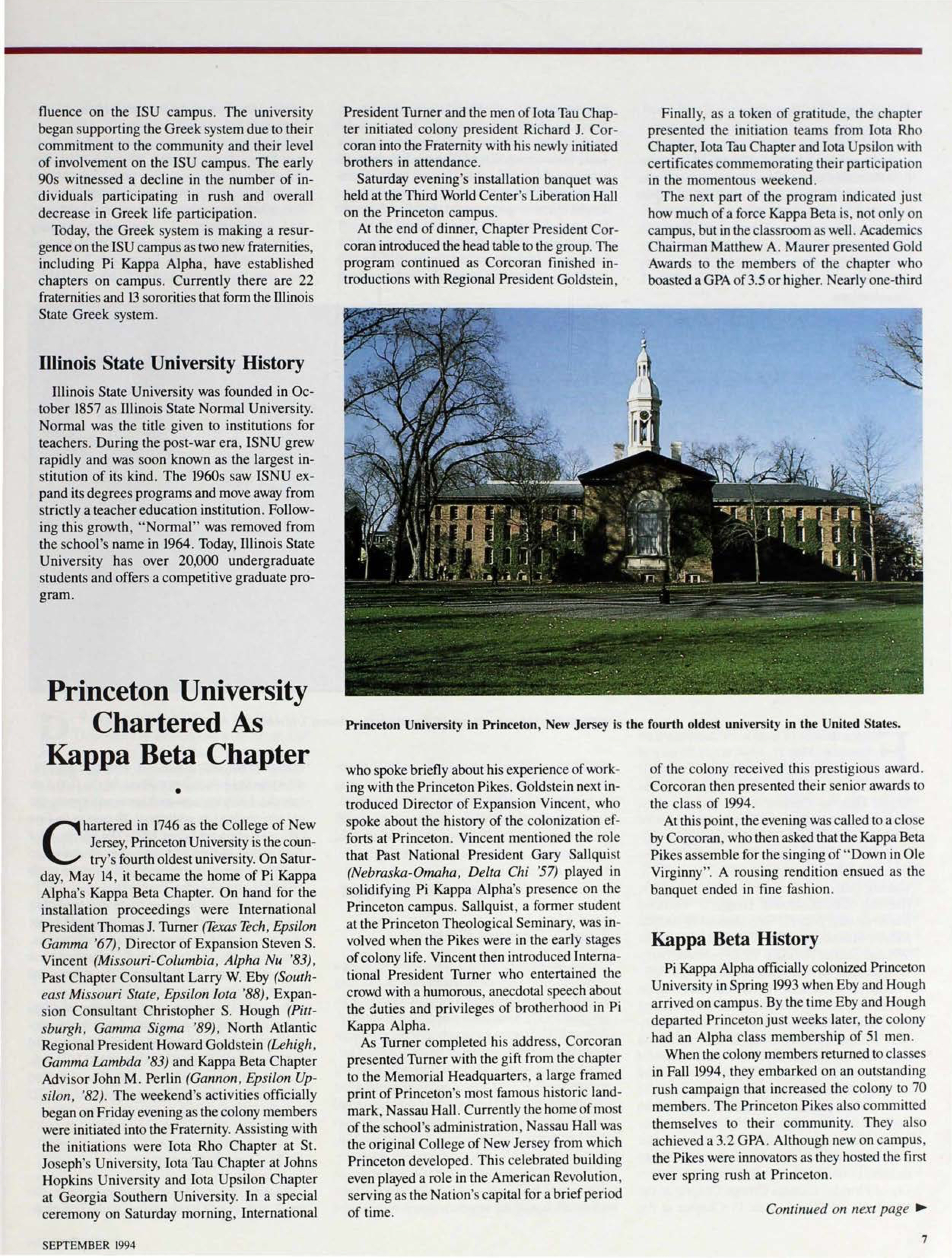 Expansion: Princeton University Chartered as Kappa Beta Chapter